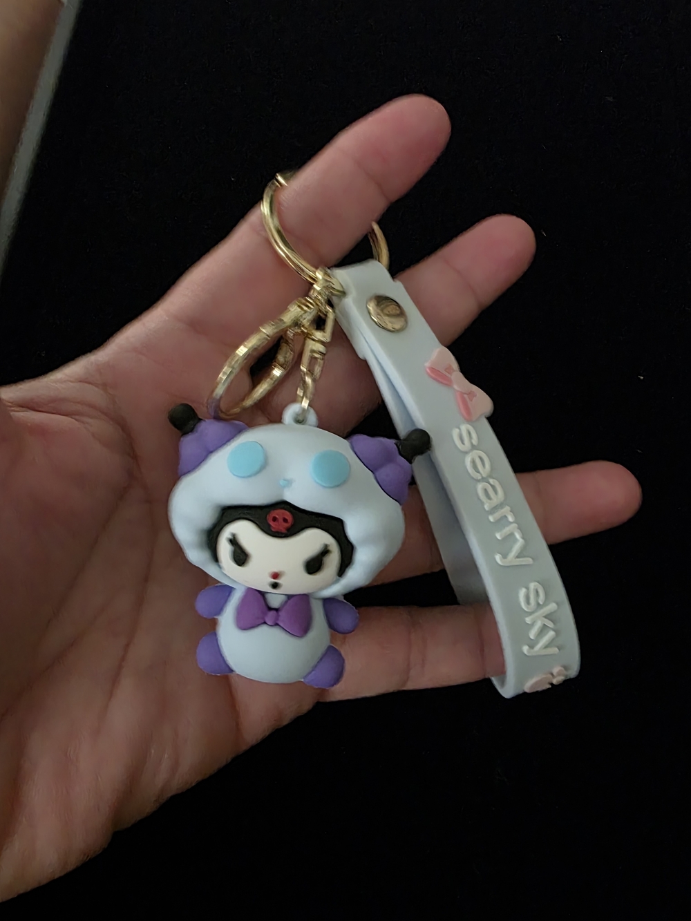 Searty Sky Light Blue & Purple Character Keychain with Gold Ring